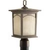 Residence Collection 1-Light Antique Bronze Umber Textured Art Glass Craftsman Outdoor Post Lantern Light by Progress Lighting -Progress Lighting Shop antique bronze progress lighting post lanterns p6452 20 64 1000