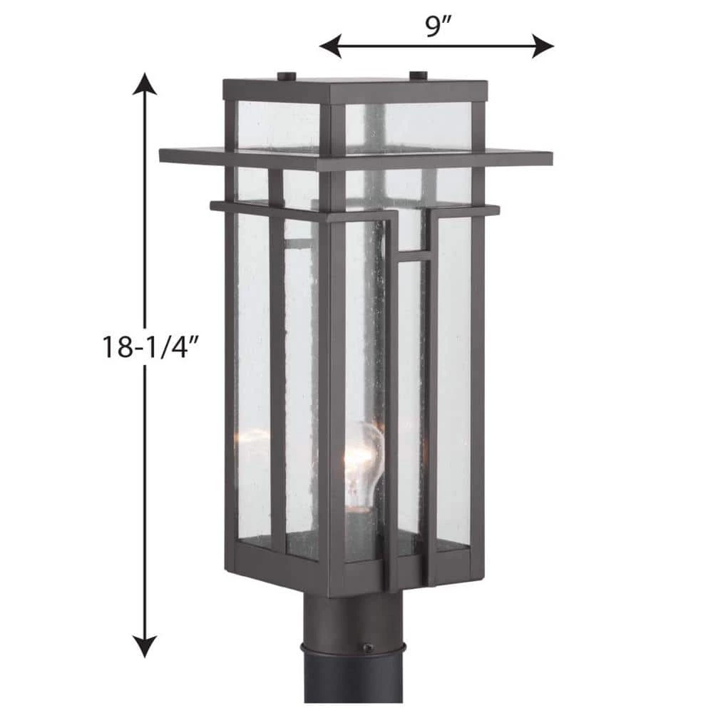Boxwood Collection 1-Light Antique Bronze Clear Seeded Glass Craftsman Outdoor Post Lantern Light by Progress Lighting 7 Boxwood Collection 1-Light Antique Bronze Clear Seeded Glass Craftsman Outdoor Post Lantern Light by Progress Lighting - Image 5