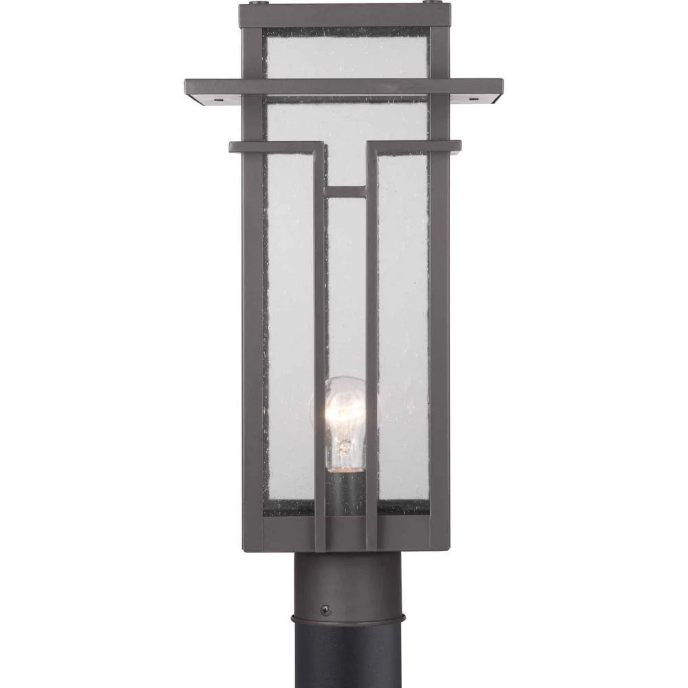 Boxwood Collection 1-Light Antique Bronze Clear Seeded Glass Craftsman Outdoor Post Lantern Light by Progress Lighting 5 Boxwood Collection 1-Light Antique Bronze Clear Seeded Glass Craftsman Outdoor Post Lantern Light by Progress Lighting - Image 3