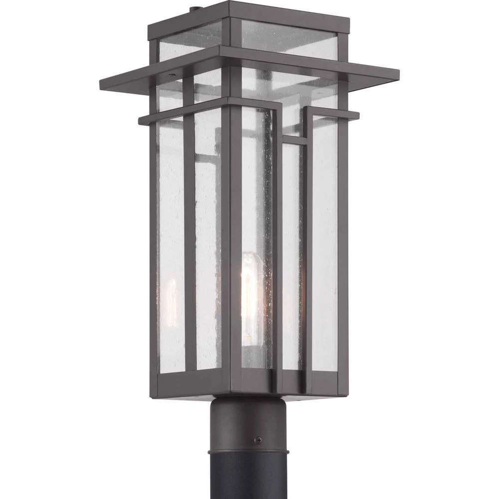 Boxwood Collection 1-Light Antique Bronze Clear Seeded Glass Craftsman Outdoor Post Lantern Light by Progress Lighting 4 Boxwood Collection 1-Light Antique Bronze Clear Seeded Glass Craftsman Outdoor Post Lantern Light by Progress Lighting - Image 2