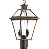 Burlington Collection 2-Light Antique Bronze Clear Beveled Glass New Traditional Outdoor Post Lantern Light by Progress Lighting