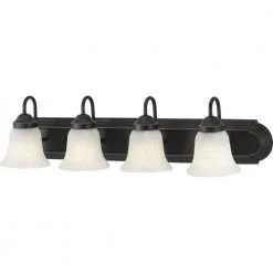 Solvang 30 in. 4-Light Antique Bronze Vanity Light with Etched Alabaster Glass Shades by Progress Lighting -Progress Lighting Shop antique bronze progress lighting vanity lighting p2104 20di 4f 1000