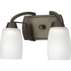 Wisten Collection 2-Light Antique Bronze Etched Glass Modern Bath Vanity Light by Progress Lighting -Progress Lighting Shop antique bronze progress lighting vanity lighting p2795 20 c3 1000