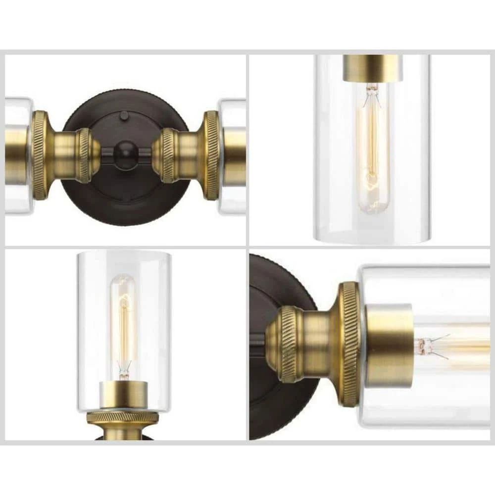 Archives Collection 18-1/2 in. 2-Light Antique Bronze Clear Glass Farmhouse Bathroom Vanity Wall Light by Progress Lighting 10 Archives Collection 18-1/2 in. 2-Light Antique Bronze Clear Glass Farmhouse Bathroom Vanity Wall Light by Progress Lighting - Image 8