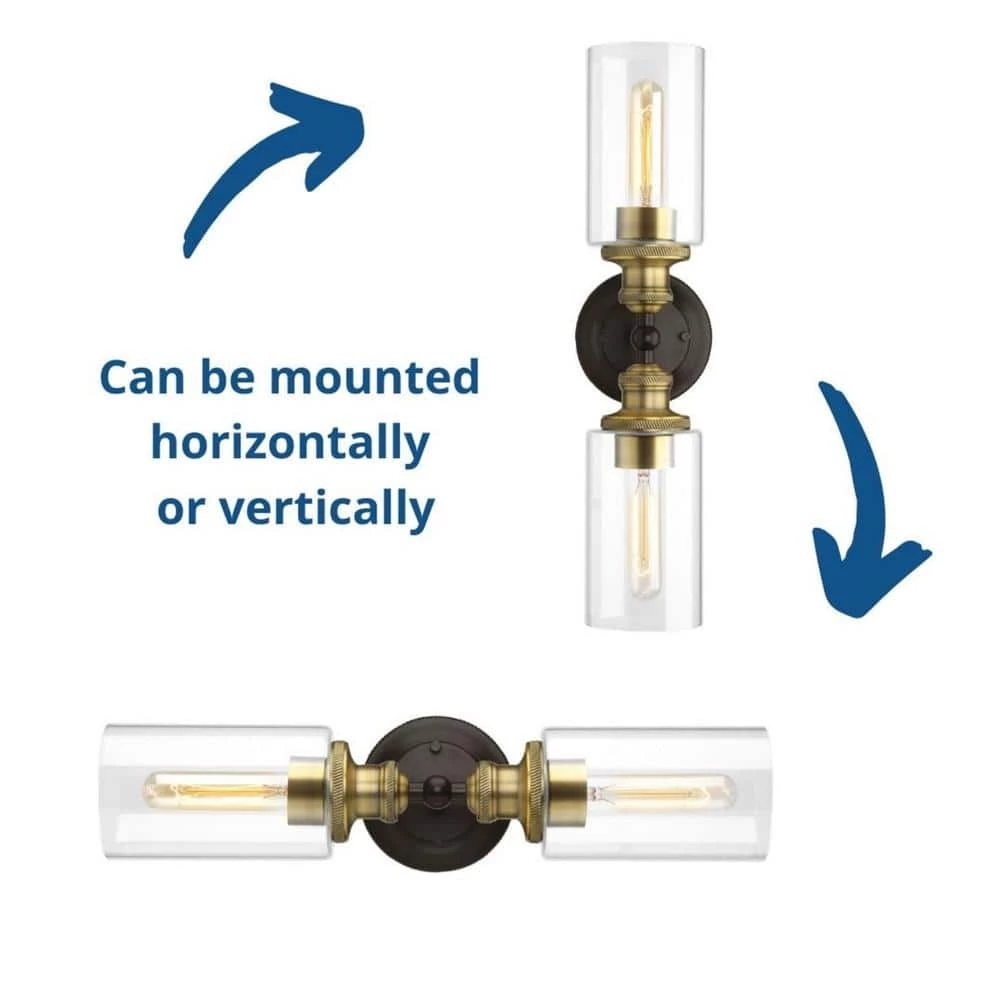 Archives Collection 18-1/2 in. 2-Light Antique Bronze Clear Glass Farmhouse Bathroom Vanity Wall Light by Progress Lighting 6 Archives Collection 18-1/2 in. 2-Light Antique Bronze Clear Glass Farmhouse Bathroom Vanity Wall Light by Progress Lighting - Image 4