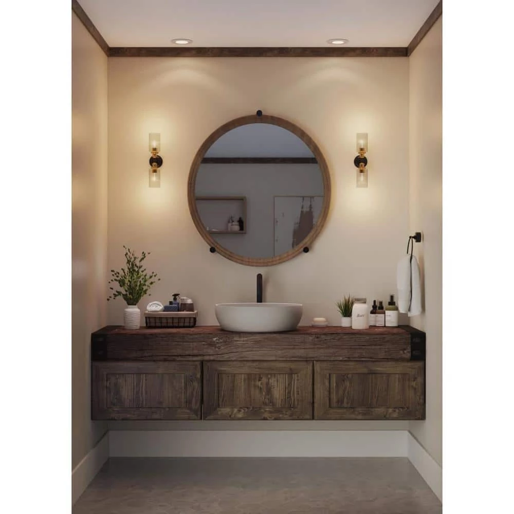 Archives Collection 18-1/2 in. 2-Light Antique Bronze Clear Glass Farmhouse Bathroom Vanity Wall Light by Progress Lighting 7 Archives Collection 18-1/2 in. 2-Light Antique Bronze Clear Glass Farmhouse Bathroom Vanity Wall Light by Progress Lighting - Image 5