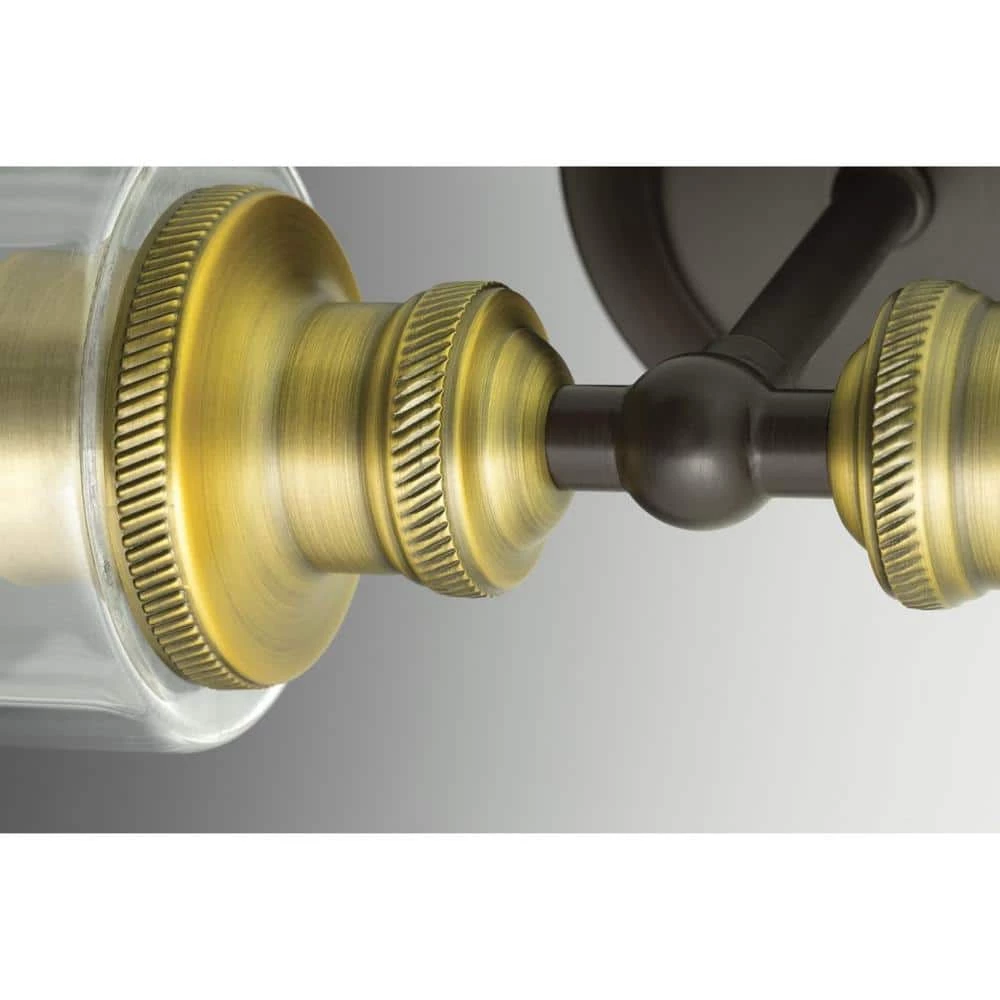 Archives Collection 18-1/2 in. 2-Light Antique Bronze Clear Glass Farmhouse Bathroom Vanity Wall Light by Progress Lighting 11 Archives Collection 18-1/2 in. 2-Light Antique Bronze Clear Glass Farmhouse Bathroom Vanity Wall Light by Progress Lighting - Image 9