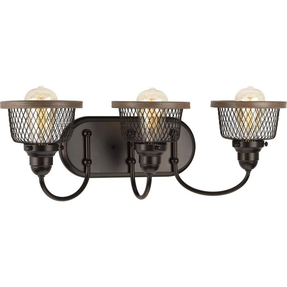 Tilley Collection 23 in. 3-Light Antique Bronze Coastal Bathroom Vanity Light by Progress Lighting 8 Tilley Collection 23 in. 3-Light Antique Bronze Coastal Bathroom Vanity Light by Progress Lighting - Image 6