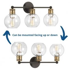 Hansford Collection 24.5 in. Vintage Electric 3-Light Antique Bronze Coastal Farmhouse Clear Glass Bathroom Vanity Light by Progress Lighting -Progress Lighting Shop antique bronze progress lighting vanity lighting p300051 020 1f 1000