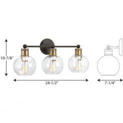 Hansford Collection 24.5 in. Vintage Electric 3-Light Antique Bronze Coastal Farmhouse Clear Glass Bathroom Vanity Light by Progress Lighting -Progress Lighting Shop antique bronze progress lighting vanity lighting p300051 020 31 1000
