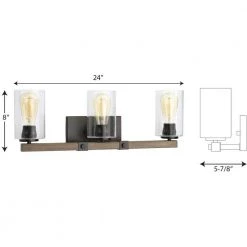 Barnes Mill Collection 24 in. 3-Light Antique Bronze Clear Seeded Glass Farmhouse Bathroom Vanity Light by Progress Lighting -Progress Lighting Shop antique bronze progress lighting vanity lighting p300068 020 31 1000