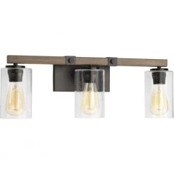 Barnes Mill Collection 24 in. 3-Light Antique Bronze Clear Seeded Glass Farmhouse Bathroom Vanity Light by Progress Lighting -Progress Lighting Shop antique bronze progress lighting vanity lighting p300068 020 fa 1000