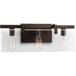 Glayse Collection 3-Light Antique Bronze Clear Glass Luxe Bath Vanity Light by Progress Lighting