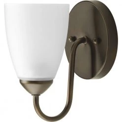Gather Collection 1-Light Antique Bronze Etched Glass Traditional Bath Vanity Light by Progress Lighting -Progress Lighting Shop antique bronze progress lighting wall sconces p2706 20 c3 1000