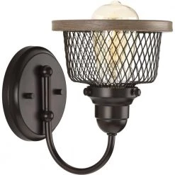 Tilley Collection 1-Light Antique Bronze Coastal Bath Vanity Light by Progress Lighting -Progress Lighting Shop antique bronze progress lighting wall sconces p300042 020 4f 1000