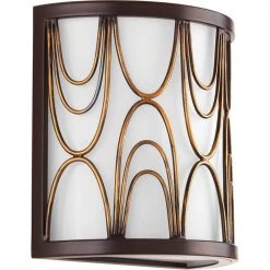 Cirrine Collection 1-Light Antique Bronze Wall Sconce with Etched White Glass by Progress Lighting