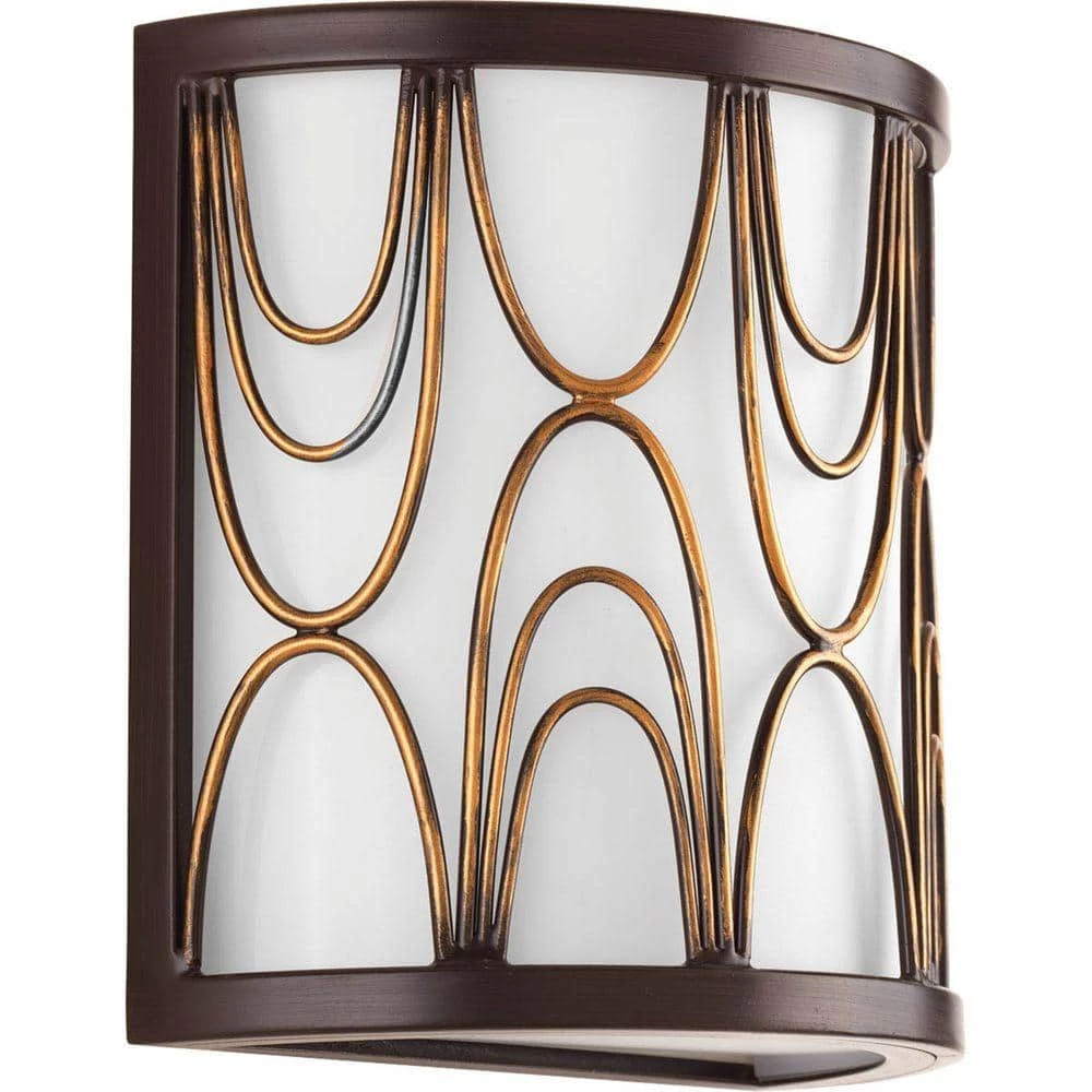 Cirrine Collection 1-Light Antique Bronze Wall Sconce with Etched White Glass by Progress Lighting 3 Cirrine Collection 1-Light Antique Bronze Wall Sconce with Etched White Glass by Progress Lighting