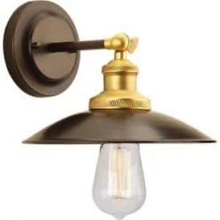 Archives Collection 1-Light Antique Bronze Wall Sconce with Metal Shade by Progress Lighting