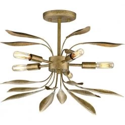 Mariposa Collection 5-Light Antique Gold Luxe Hanging Pendant Light by Progress Lighting