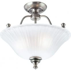 Renovations 15.63 in. 3-Light Antique Nickel Semi-Flush Mount by Progress Lighting