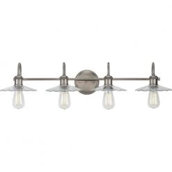 Fayette Collection 4-Light Antique Nickel Clear Glass Farmhouse Bath Vanity Light by Progress Lighting