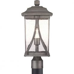 Abbott Collection 1-Light Antique Pewter Clear Seeded Glass Craftsman Outdoor Post Lantern Light by Progress Lighting -Progress Lighting Shop antique pewter progress lighting post light sets p540011 103 1f 1000
