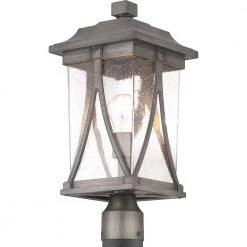 Abbott Collection 1-Light Antique Pewter Clear Seeded Glass Craftsman Outdoor Post Lantern Light by Progress Lighting -Progress Lighting Shop antique pewter progress lighting post light sets p540011 103 c3 1000