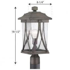 Abbott Collection 1-Light Antique Pewter Clear Seeded Glass Craftsman Outdoor Post Lantern Light by Progress Lighting -Progress Lighting Shop antique pewter progress lighting post light sets p540011 103 d4 1000