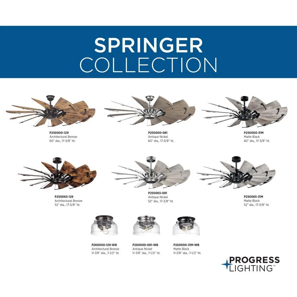 Springer Collection 2-Light Architectural Bronze Ceiling Fan Shade LED Light Kit by Progress Lighting 4 Springer Collection 2-Light Architectural Bronze Ceiling Fan Shade LED Light Kit by Progress Lighting - Image 2