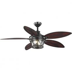 Alfresco Collection 54" Indoor/Outdoor 5-Blade Bronze Farmhouse Ceiling Fan for Outdoor Living by Progress Lighting
