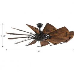 Springer Collection 60 in. 12-Blade Bronze Distressed Walnut Blades DC Motor Farmhouse Windmill Ceiling Fan with Remote by Progress Lighting -Progress Lighting Shop architectural bronze progress lighting ceiling fans without lights p250000 129 40 1000