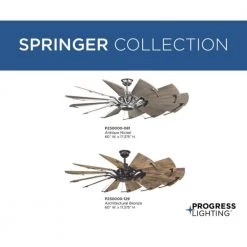 Springer Collection 60 in. 12-Blade Bronze Distressed Walnut Blades DC Motor Farmhouse Windmill Ceiling Fan with Remote by Progress Lighting -Progress Lighting Shop architectural bronze progress lighting ceiling fans without lights p250000 129 d4 1000