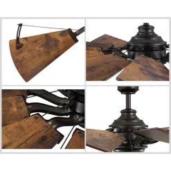 Springer Collection 60 in. 12-Blade Bronze Distressed Walnut Blades DC Motor Farmhouse Windmill Ceiling Fan with Remote by Progress Lighting -Progress Lighting Shop architectural bronze progress lighting ceiling fans without lights p250000 129 fa 1000
