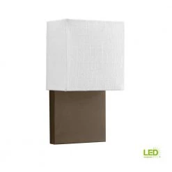LED Wall Sconces Collection 9 -Watt Architectural Bronze Integrated LED Wall Sconce with White Linen Shade by Progress Lighting -Progress Lighting Shop architectural bronze progress lighting wall sconces p710010 129 30 e1 1000