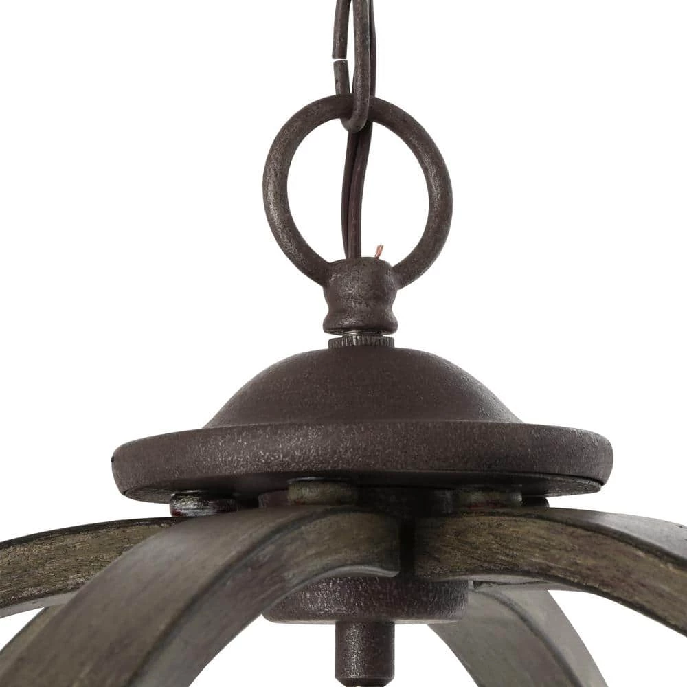 Keowee Collection 24.13 in. 6-Light Artisan Iron Orb Chandelier with Elm Wood Accents by Progress Lighting 12 Keowee Collection 24.13 in. 6-Light Artisan Iron Orb Chandelier with Elm Wood Accents by Progress Lighting - Image 10