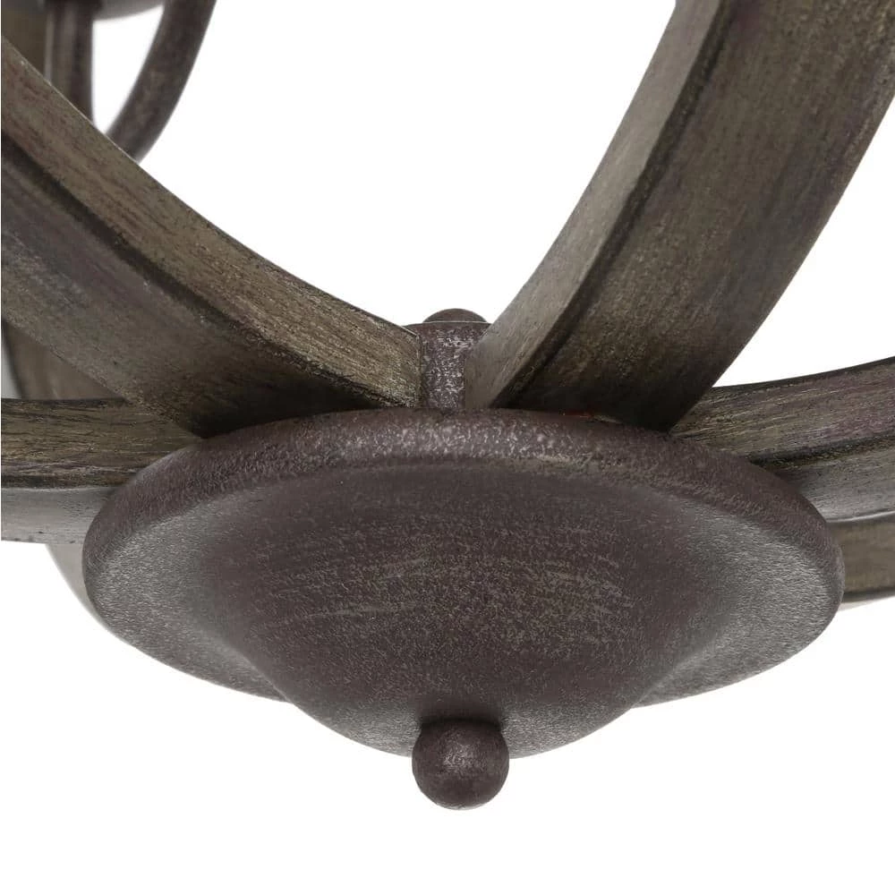 Keowee Collection 24.13 in. 6-Light Artisan Iron Orb Chandelier with Elm Wood Accents by Progress Lighting 11 Keowee Collection 24.13 in. 6-Light Artisan Iron Orb Chandelier with Elm Wood Accents by Progress Lighting - Image 9