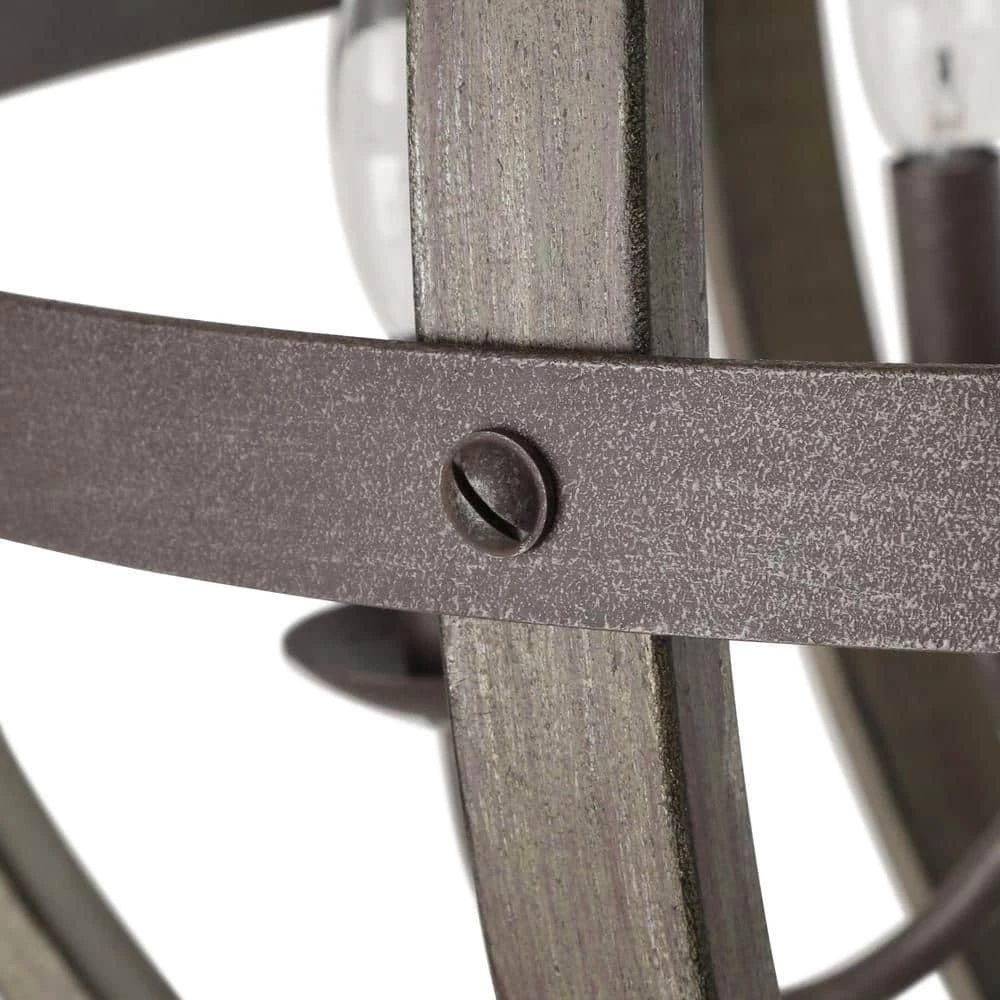 Keowee Collection 24.13 in. 6-Light Artisan Iron Orb Chandelier with Elm Wood Accents by Progress Lighting 8 Keowee Collection 24.13 in. 6-Light Artisan Iron Orb Chandelier with Elm Wood Accents by Progress Lighting - Image 6