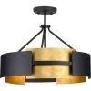 Lowery 3-Light Black/Distressed Gold Luxe Semi-Flush Mount Pendant Light by Progress Lighting 1 Lowery 3-Light Black/Distressed Gold Luxe Semi-Flush Mount Pendant Light by Progress Lighting -Progress Lighting Shop black distressed gold progress lighting chandeliers p350203 031 64 1000