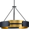 Lowery Collection 5-Light Black/Distressed Gold Luxe Pendant Hanging Light by Progress Lighting -Progress Lighting Shop black distressed gold progress lighting chandeliers p500330 031 64 1000