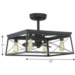 Briarwood 22 in. 3-Blade Indoor/Outdoor Matte Black AC Motor Farmhouse Ceiling Fan with Light with Remote by Progress Lighting -Progress Lighting Shop black progress lighting ceiling fans with lights p250067 31m wb 44 1000