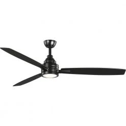 Gaze Collection 60 in. 3-Blade Indoor Black Industrial Ceiling Fan with LED Light and Remote by Progress Lighting