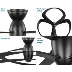 Willacy 48 in. 3-Blade Black DC Motor Contemporary Ceiling Fan by Progress Lighting -Progress Lighting Shop black progress lighting ceiling fans without lights p250063 031 1f 1000
