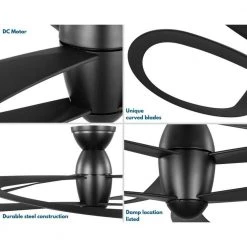 Willacy 48 in. 3-Blade Black DC Motor Contemporary Ceiling Fan by Progress Lighting -Progress Lighting Shop black progress lighting ceiling fans without lights p250063 031 4f 1000