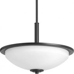 Replay 3-Light Black Pendant with Etched White Glass by Progress Lighting
