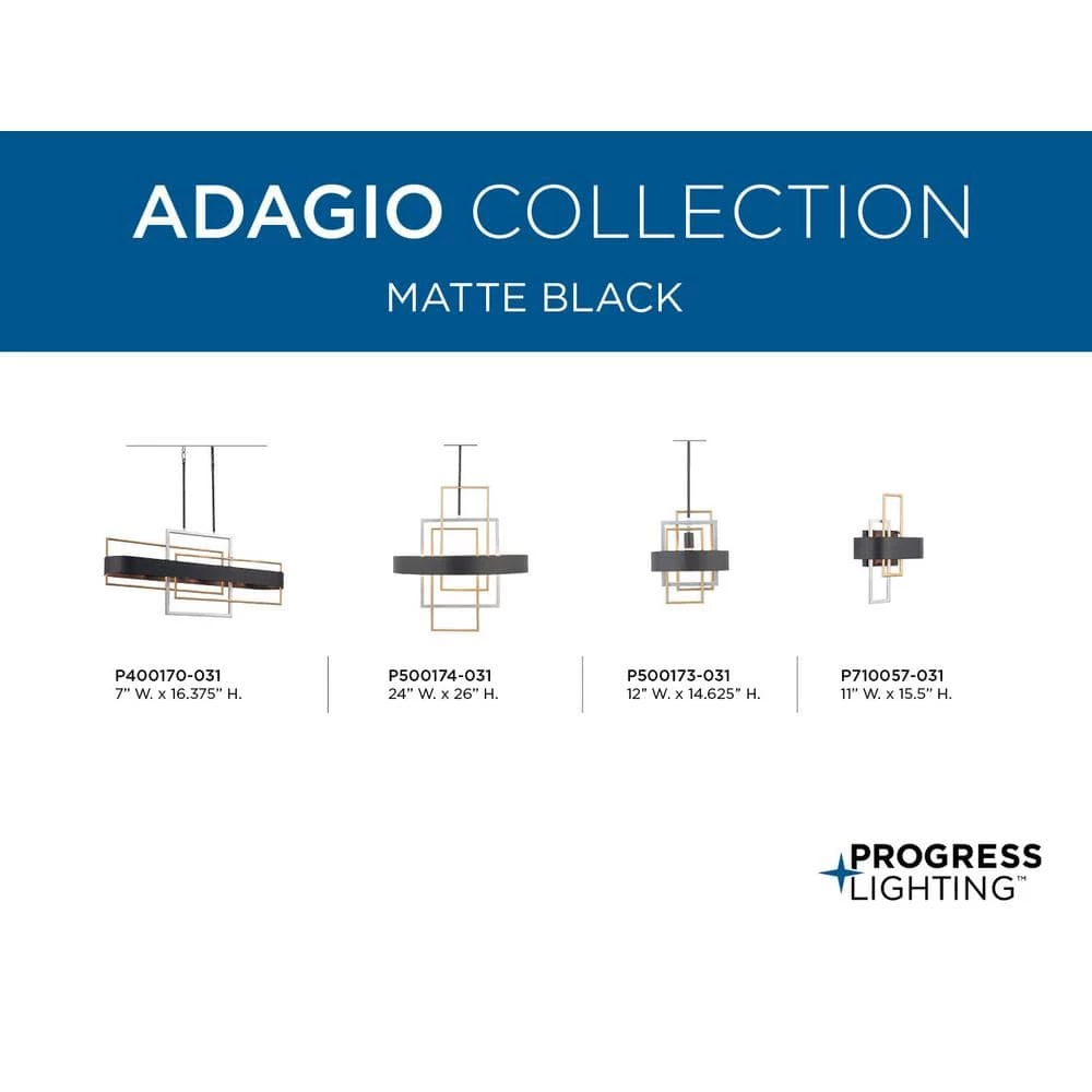 Adagio Collection 6-Light Matte Black Luxe Chandelier Light by Progress Lighting 8 Adagio Collection 6-Light Matte Black Luxe Chandelier Light by Progress Lighting - Image 6