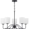 Tobin Collection 5-Light Matte Black Etched White Glass Modern Chandelier Light by Progress Lighting -Progress Lighting Shop black progress lighting chandeliers p400182 031 64 1000