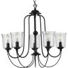 Bowman Collection 5-Light Matte Black Clear Chiseled Glass Coastal Chandelier Light by Progress Lighting -Progress Lighting Shop black progress lighting chandeliers p400194 031 64 1000