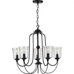 Bowman Collection 5-Light Matte Black Clear Chiseled Glass Coastal Chandelier Light by Progress Lighting -Progress Lighting Shop black progress lighting chandeliers p400194 031 c3 1000