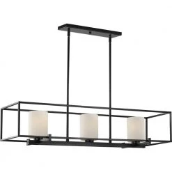 Chadwick Collection 3-Light Matte Black Etched Opal Glass Modern Linear Chandelier Light by Progress Lighting -Progress Lighting Shop black progress lighting chandeliers p400225 031 66 1000