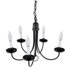 Five-Light Textured Black White Candles Traditional Chandelier Light by Progress Lighting -Progress Lighting Shop black progress lighting chandeliers p4008 31 1f 1000